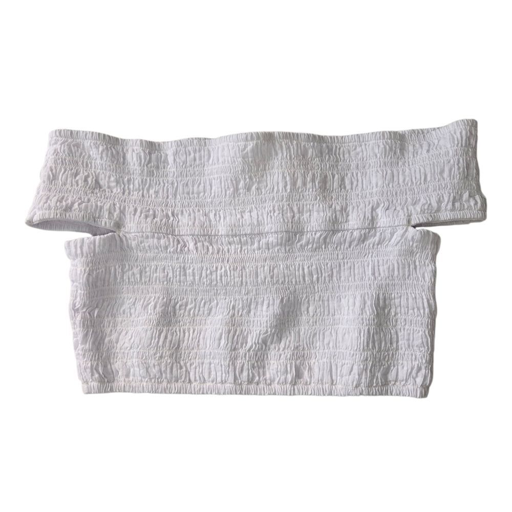 Everlane White Smocked Crop Top